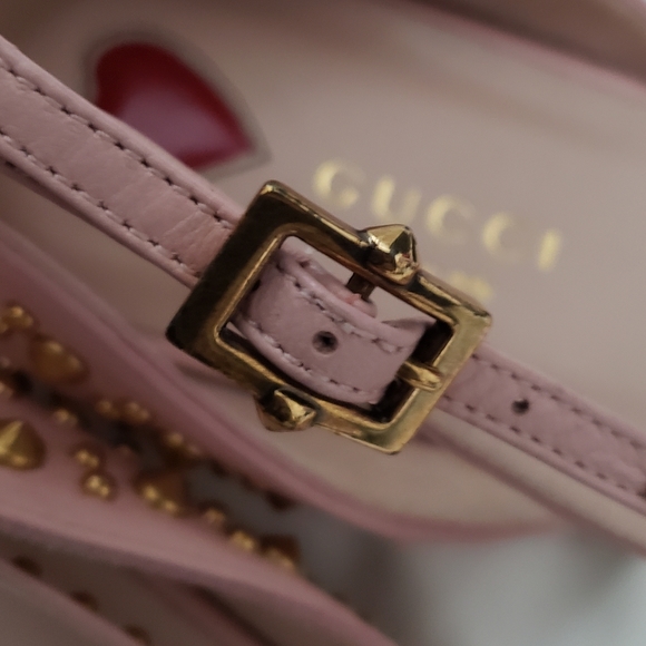 GUCCI Malaga Kid Studded Pointed Toe Unia Flats - Picture 16 of 16